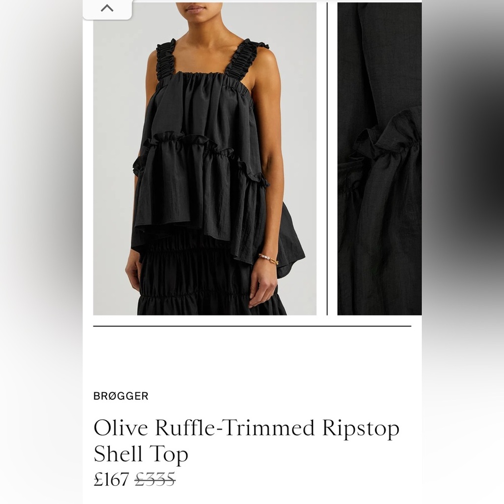 BRØGGER Olive Ruffle-Trimmed Ripstop Shell Top - Picture 8 of 8